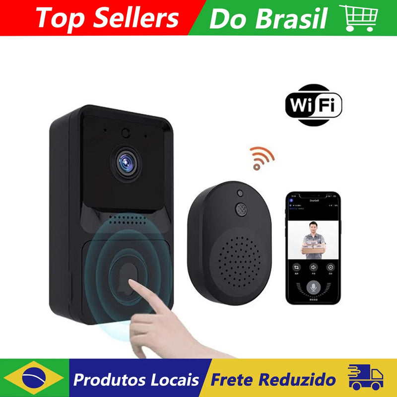 Campainha inteligente wifi casa câmera de vídeo campainha segurança visão noturna botão vídeo sem fio casa ao ar livre