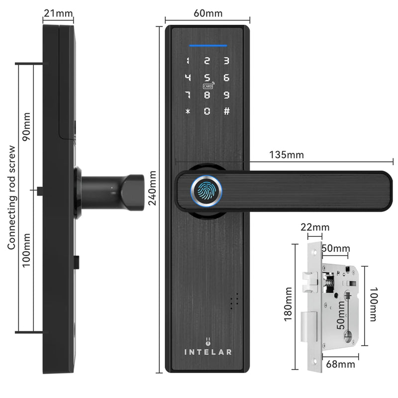 Tuya Wifi Biometric Fingerprint Handle Lock Smart door Lock TuyaApp remote Unlock Keyless Entry Electronic Digital Door Lock Xww