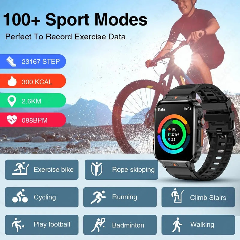 Smartwatch 1.95 Polegada tela de monitoramento saúde relógios à prova d'água esporte fitness relógio inteligente.