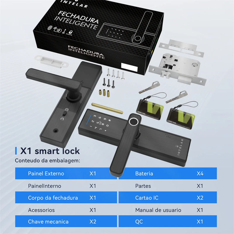 Tuya Wifi Biometric Fingerprint Handle Lock Smart door Lock TuyaApp remote Unlock Keyless Entry Electronic Digital Door Lock Xww