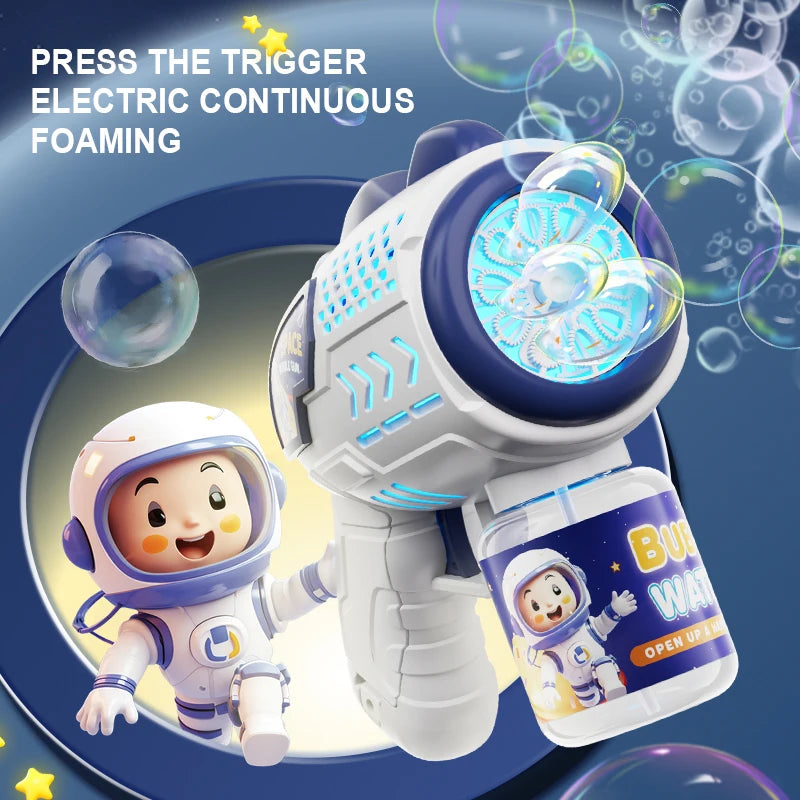 Astronaut Electric Bubble Gun Kids Toy Bubbles Machine Automatic Soap Blower with Light Summer Outdoor Party Games Children Gift