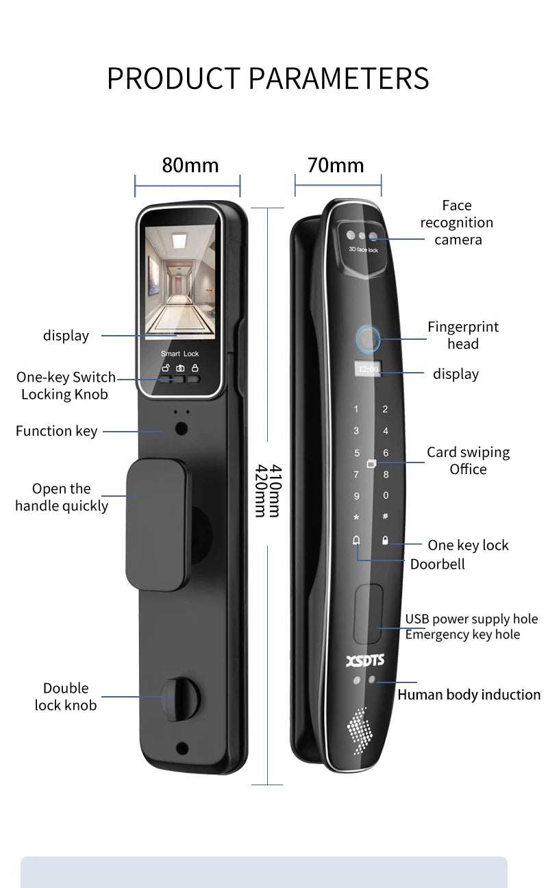 Fechadura facial eletrônica biometria impressão digital inteligente